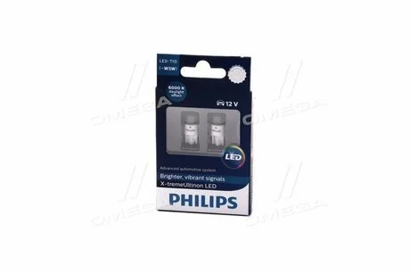 Лампа светодиодная для салона T10, 12V, w2.1x9.5d, 6000 К, X-tremeUltinon (выр-во) PHILIPS 127996000KX2 (фото 1)