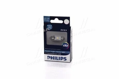 Лампа накала Festoon 38mm LED 12801 6000K 12V (выр-во) PHILIPS 128584000KX1