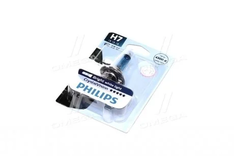 Лампа накала H7 12V 55W PX26d Cristal Vision 1шт blister 4300K (выр-во) PHILIPS 12972CVB1