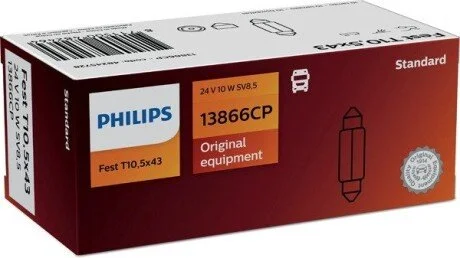 Автолампа вказівна 13866 CP Festoon T10,5x43 10W 24V (SV8,5) (шт.) PHILIPS 13866CP (фото 1)
