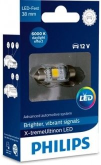 ZAROWKA FESTOON X-TREMEVISION LED T10,5X38 6 000 K 12V 1W SV8,5 KPL PHILIPS 39708630