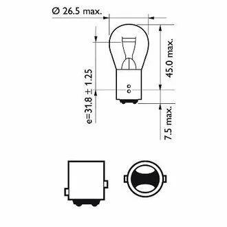 Лампочка P21/5W 12V BAY15d PHILIPS 48159773