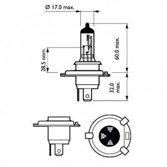 Мото лампа: 12 [В] H4 Vision Moto 60/55W цоколь P43t-38 Blister +30% света PHILIPS 49024730