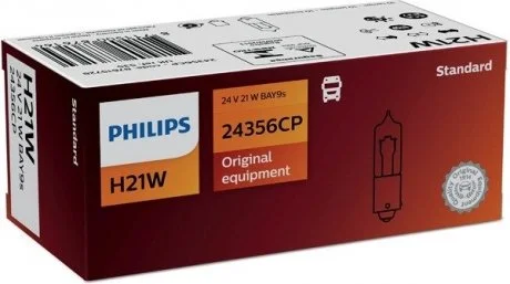 ZAROWKA 24V H21W 21W BAY9S TYP-USA OPAK 10 CENA ZA 1- SZT PHILIPS 87615728