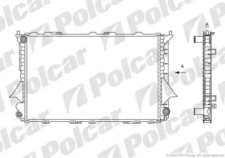 Радиатор Audi 100, A6 (МКПП)) 91-94 Polcar 131608-4
