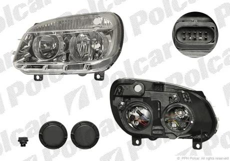 Фара основна | DOBLO, 06-10 Polcar 304109E