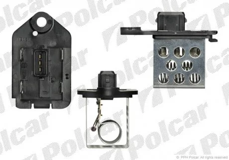 Резистор вентилятора радіатора CITROEN BERLINGO (MF, M_), JUMPY, XSARA PICASSO (N68) PEUGEOT 206 CC (2D), 307 (3A/C), 406 (8B), EXPERT, PARTNER (5F) (OEM-PART) Polcar 5723KST-3 (фото 1)