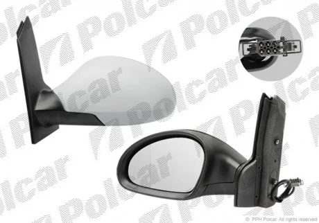 Дзеркало зовнішнє лівий | SEAT TOLEDO III, 04- Polcar 6755515M