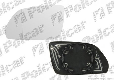 Стекло зеркала левый Skoda Octavia 04- /VW Polo 05- Polcar 6922546E