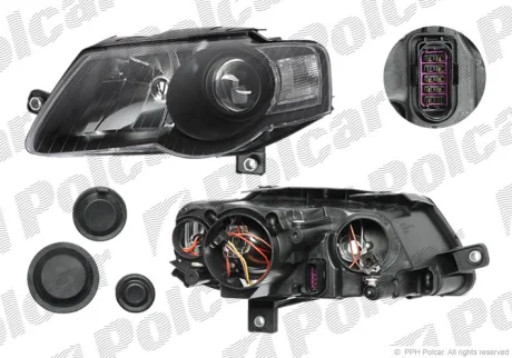 Фара основна | PASSAT,SDN+KOMBI (B6 Polcar 9555104E
