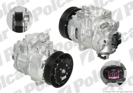 Компресор кондиціонера (новий) | BORA Variant (1J6), Polcar DCP27001