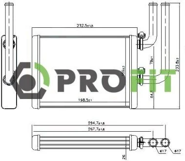 Фото 1 - радиатор печки PROFIT 1760-0827 Радиатор печки PROFIT 1760-0827 (фото 1)