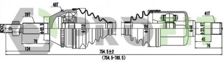 Полуось PROFIT 2730-3038