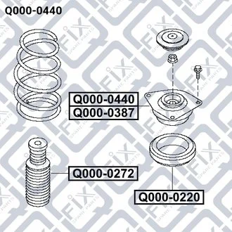 КРІПЛЕННЯ АМОРТ ПЕРЕДН R NISSAN MICRA K12 2002-2010/TIIDA C11 2005-2012/NOTE E11E 2005-2012 Q-fix Q0000440 (фото 1)