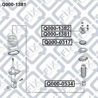 КРІПЛЕННЯ АМОРТ ПЕРЕДН L HYUNDAI ACCENT 06-/ACCENT/VERNA 06-/COUPE/ELANTRA 06-/TIBURON 03-/RIO 05- Q-fix Q000-1381
