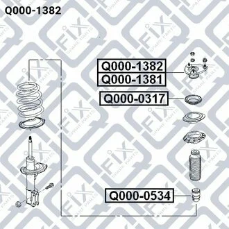 КРІПЛЕННЯ АМОРТ ПЕРЕДН R HYUNDAI ACCENT 06-/ACCENT/VERNA 06-/COUPE/ELANTRA 06-/TIBURON 03-/RIO 05- Q-fix Q000-1382