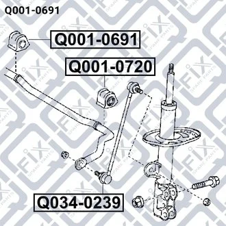 ВТУЛКА СТАБ-РА ПЕРЕДН R D 23 TOYOTA RAV 4 III 2.0/2.2D/2.4 2005-2012 Q-fix Q001-0691