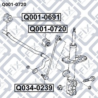 ВТУЛКА СТАБ-РА ПЕРЕДН L D 23 TOYOTA RAV 4 III 2.0/2.2D/2.4 2005-2012 Q-fix Q001-0720 (фото 1)