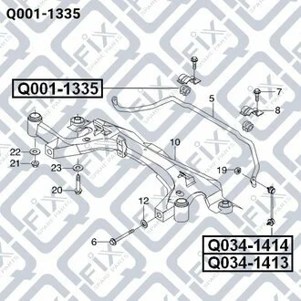 ВТУЛКА СТАБ-РА ПЕРЕДН D 21 DAEWOO LEGANZA 2.0/2.2 04.97- Q-fix Q001-1335