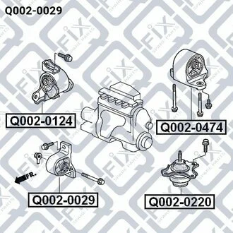 ПОДУШКА ДВИГАТЕЛЯ ПЕРЕДНЯЯ АКПП HONDA CIVIC EU/EP/ES 2001-2006,HONDA CIVIC GX EN1/EN2 1999-2005,HONDA CIVIC/CIVIC FERIO ES1/ES2/ES3 2000-2006,HONDA EDIX BE1/BE2/BE3/BE4 2004-2009 Q-fix Q002-0029