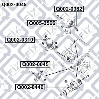 ПОДУШКА ДВИГАТЕЛЯ ПЕРЕДН AT MITSUBISHI LANCER CS 2000-2009 Q-fix Q002-0045