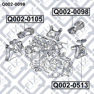 ПОДУШКА ДВИГАТЕЛЯ ЗАДН HONDA CR-V RE3/RE4 2007-2012 Q-fix Q002-0098 (фото 1)