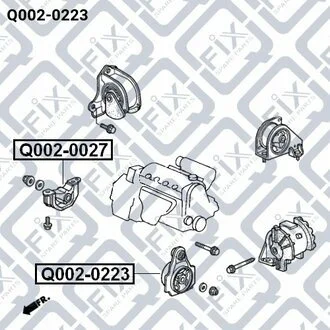 ПОДУШКА ДВИГУНА ПЕРЕДН L MT HONDA HR-V GH1/GH2/GH3 Q-fix Q0020223