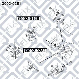 ПОДУШКА ДВИГУНА ПЕРЕДН MT MITSUBISHI OUTLANDER CU 2002-2006 Q-fix Q0020251 (фото 1)