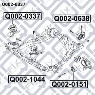 ПОДУШКА ДВИГАТЕЛЯ R (ГИДРАВЛИЧЕСКАЯ) HYUNDAI TUCSON (JM) 2.0 2004-/KIA SPORTAGE 2.0 08.2004- Q-fix Q002-0337 (фото 1)