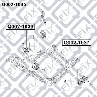 ПОДУШКА ДВИГАТЕЛЯ R (ГИДРАВЛИЧЕСКАЯ) HYUNDAI SANTA FE II 2.2 CRDi 2006- Q-fix Q002-1036