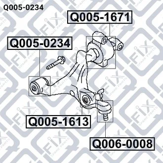 Сайлентблок переднього нижнього важеля 545001BA3A NISSAN / INFINITI Q-fix Q0050234