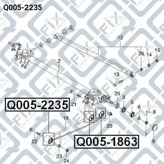 САЙЛЕНТБЛОК ЗАДН ПРОДОЛ РЫЧАГА SUZUKI GRAND VITARA/ESCUDO SQ416/SQ420/SQ625 1998-2006 Q-fix Q0052235