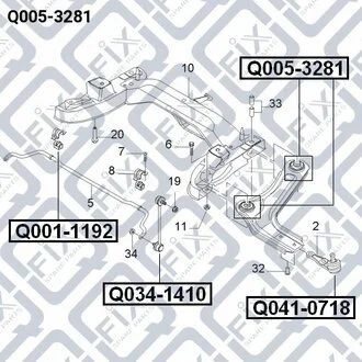 САЙЛЕНТБЛОК ПЕРЕДНЬ ПЕРЕД важеля DAEWOO NUBIRA (KLAJ) 1.6 16V (A16DMS) 1997.05- Q-fix Q005-3281 (фото 1)