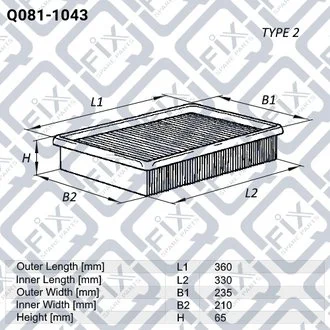 ФИЛЬТР ВОЗДУШНЫЙ MITSUBISHI PAJERO 3.2TDI 16V 00.02- Q-fix Q081-1043