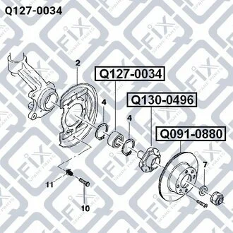 ПІДШИПНИК ПЕРЕДН СТУП (К-Т) NEXIA 1.5S/LANOS 1.5S 13* Q-fix Q127-0034