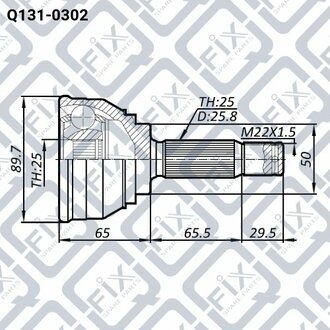 ШРУС ЗОВНІШНЬ (К-Т) 25X50X25 MITSUBISHI SPACE WAGON GRANDIS D03W/D05W 1989-1991/HYUNDAI ELANTRA 1990-1995 Q-fix Q1310302