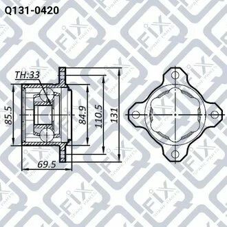 ШРУС ВНУТР R (К-Т) 33X84.9 MITSUBISHI PAJERO/MONTERO SPORT CHALLENGER KH 2008- Q-fix Q1310420