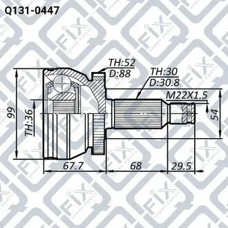 ШРУС НАРУЖН (К-Т) 36X54.3X30 ABS 52 HYUNDAI SANTA FE (CM) 2006-2012 Q-fix Q131-0447
