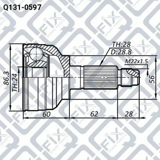 ШРУС НАРУЖН (К-Т) 24X56X28 KIA SHUMA,II/SEPHIA,II/MENTOR,II/SPECTRA 1997-2004 Q-fix Q1310597