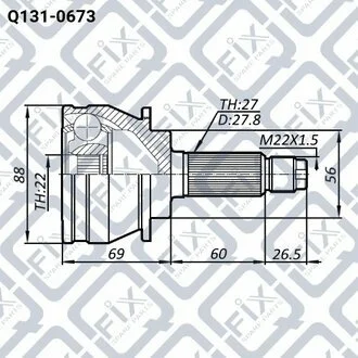 ШРУС НАРУЖН (К-Т) 22X56X27 SUBARU FORESTER S10 1996-2002 Q-fix Q131-0673