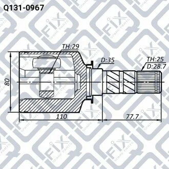 ШРУС ВНУТР (К-Т) 29X35X25 SUBARU IMPREZA G12 2007-2011 Q-fix Q131-0967