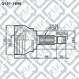 ШРУС НАРУЖН (К-Т) 37X59.5X28 MITSUBISHI OUTLANDER CW 2006-2012 Q-fix Q1311490