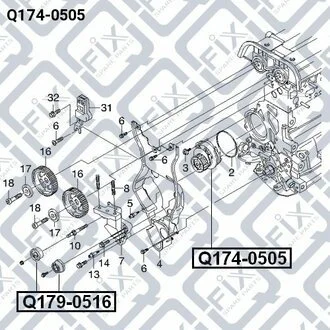НАСОС ВОДЯНОЙ CHEVROLET LACETTI/NUBIRA 2.0D/LEGANZA 2.0D Q-fix Q174-0505