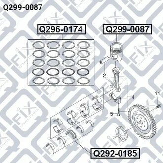 ПОРШЕНЬ ДВИГАТЕЛЯ (шт в сборе С ПАЛЬЦЕМ) 0.50 DAEWOO LANOS 1.5i SOHC 97- 0.50 Q-fix Q299-0087 (фото 1)