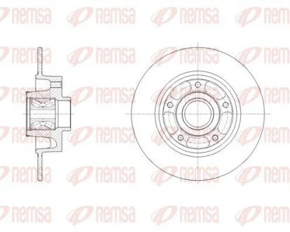 Диск гальмівний (задній) Renault Megane III/Scenic III 08- (260x8)(з підшипником)(+ABS)(d ступ.=66мм) REMSA 6213820