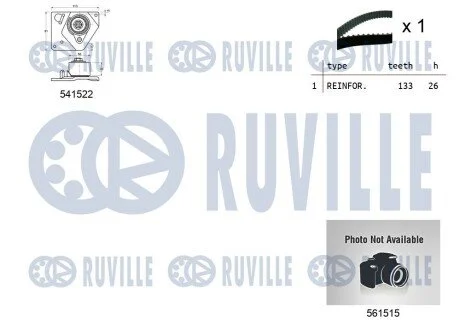 Комплект ГРМ + помпа Nissan Primera 1.9dCi 02-/Renault Scenic/Megane 1.9dCi 03-(133x26) RUVILLE 5501282