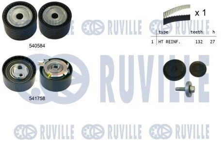 К-кт ГРМ Renault Clio III/Megane/Scenic (BR0/1,CR0/1) 1.616V 06/05 1,6 K4M801, K4M800 RUVILLE 550298