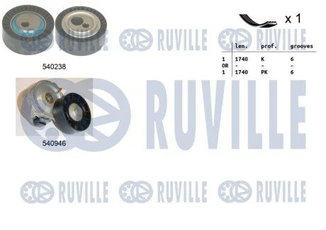 Комплект ременя генератора Peugeot Expert/Citroen Jumpy 2.0/2.2 HDI 99- (6PK1740) RUVILLE 570061