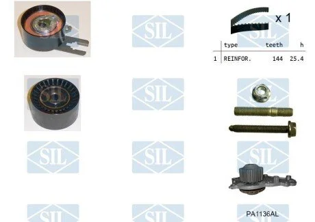 К-кт ГРМ+помпа Fiat/Ford/PSA/Toyota 1,4 Z 144 (тільки на двигун 1.4!!!) SALERI SIL K1PA1136AL
