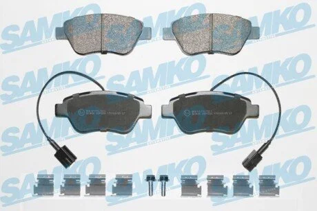 Колодки гальмівні (передні) Fiat Punto/Citroen Nemo/Peugeot Bipper 08- (Bosch) Q+ (з датчиками) SAMKO 5SP1656K